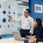 Business meeting with flowchart presentation